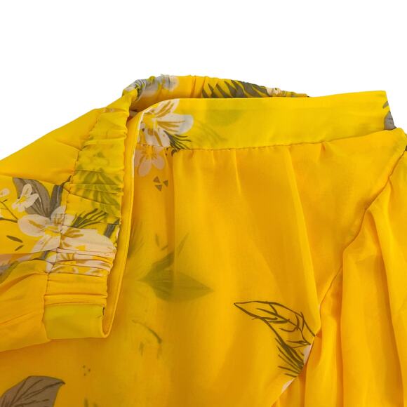 A NEW DAY Yellow Floral Asymmetrical High Low Ruffle Wrap Skirt Lined Women's S - Picture 7 of 11